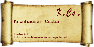 Kronhauser Csaba névjegykártya